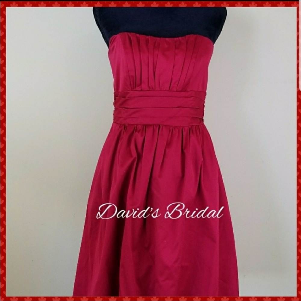 DAVIDS BRIDAL RED COTTON MIDI DRESS #56